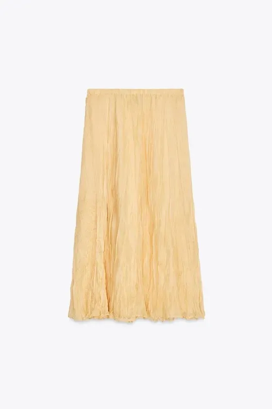 Zara Pleated Cream Maxi Skirt Flowy Summer Casual Style - Image 8