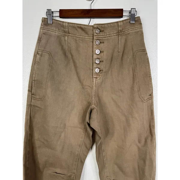 Free People We The Free Osaka Jeans Brown High Rise Button Fly Tapered OB1102336 - Image 5