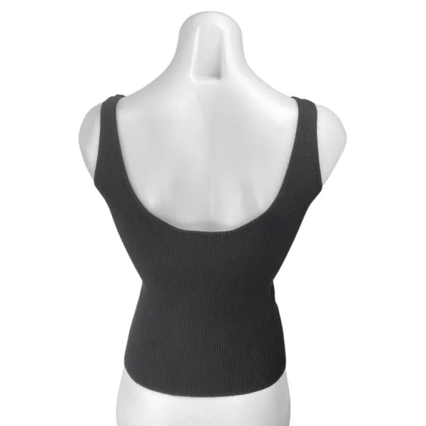 MNG Mango Women's Black Rib Knit Sleeveless V-neck Cami Camisole Crop Tank Top M - Image 2
