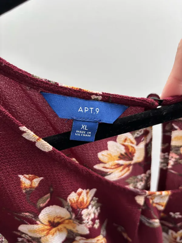 Apt. 9 Burgundy Floral Flutter Sleeve Jumpsuit with Belt - Image 5