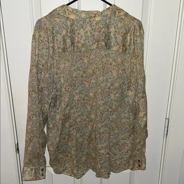 L.L. Bean Retro 70s Style Blouse Green Size XL - Image 4