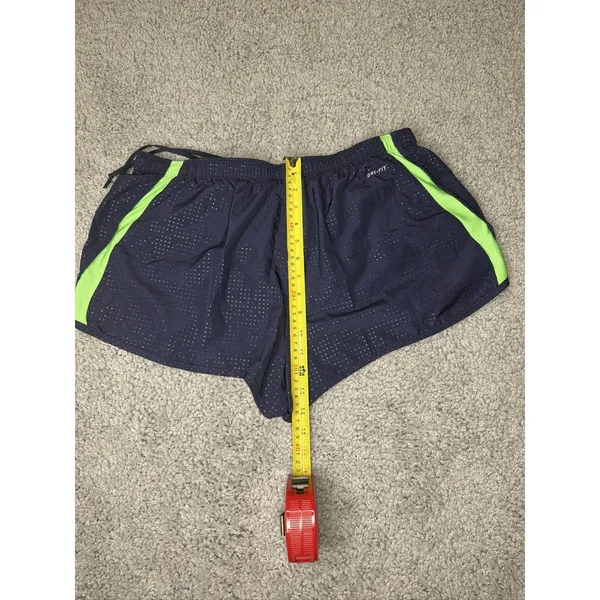 Nike Dri-FIT Womens XL Navy Blue Green Mesh Running Athletic Shorts - Image 4