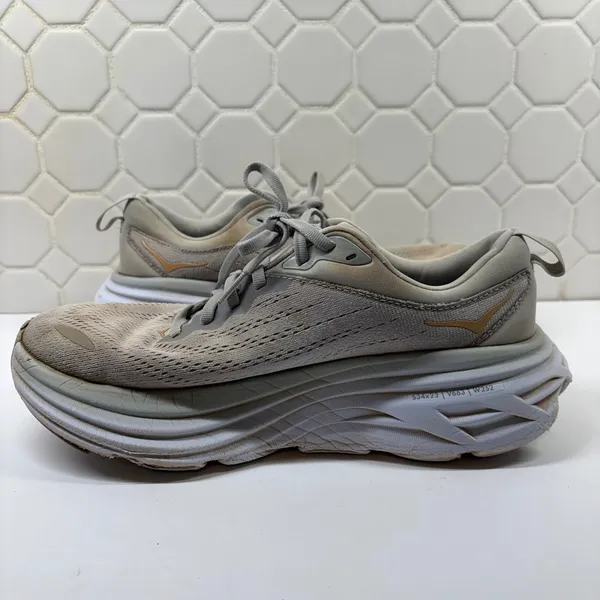 Hoka Bondi 8 Sneakers Womens 8 Grey Peach 1127952 HMLR Road Running Shoes - Image 6