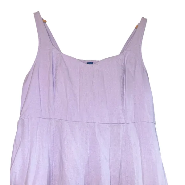 Old Navy Linen Blend Lavender Purple Midi Dress Womens Medium Smocked Sweetheart - Image 3