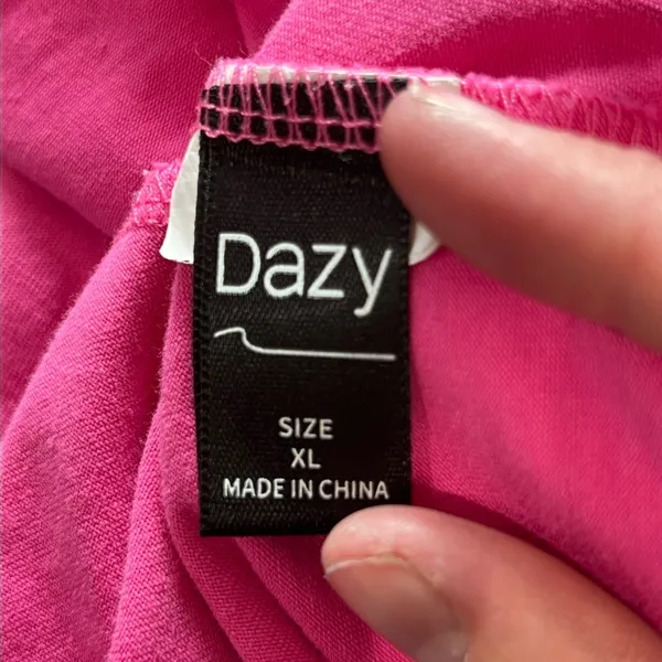 Dazy Women's Pink Button Up Cropped Shirt Size XL - Image 3