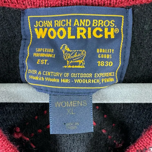 Vintage Woolrich Wool Button Front V-Neck Winter Themed Sweater‎ Vest Size XL - Image 3