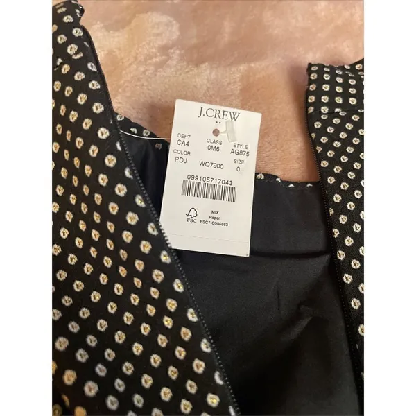 NWT JCrew Mock Neck Jacquered Sheath Dress Black/ Metallic Gold Short Sleeve Siz - Image 10