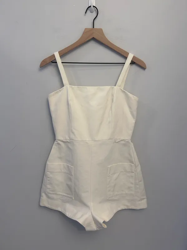 Alexis Arlington Cross Back Playsuit in Off White Large - Image 2