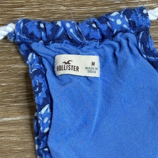 Hollister Blue Boho Shift Dress Women's M Sleeveless Tassel Mini Viscose Travel - Image 4