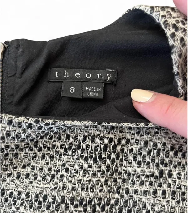 Theory Cortney Deleo Tweed Crew Neck Shift Dress - Image 4