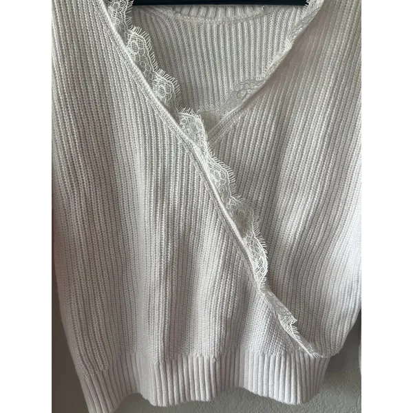 Hollister White Lace Reversible Cropped Crossover Sweater Cotton - Image 2