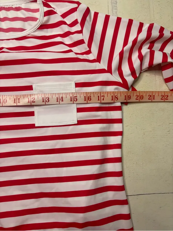 Spanx L/S Stripe Sun Shirt UPF 50 Stretch Size Large Red White Stripes New Waldo - Image 3