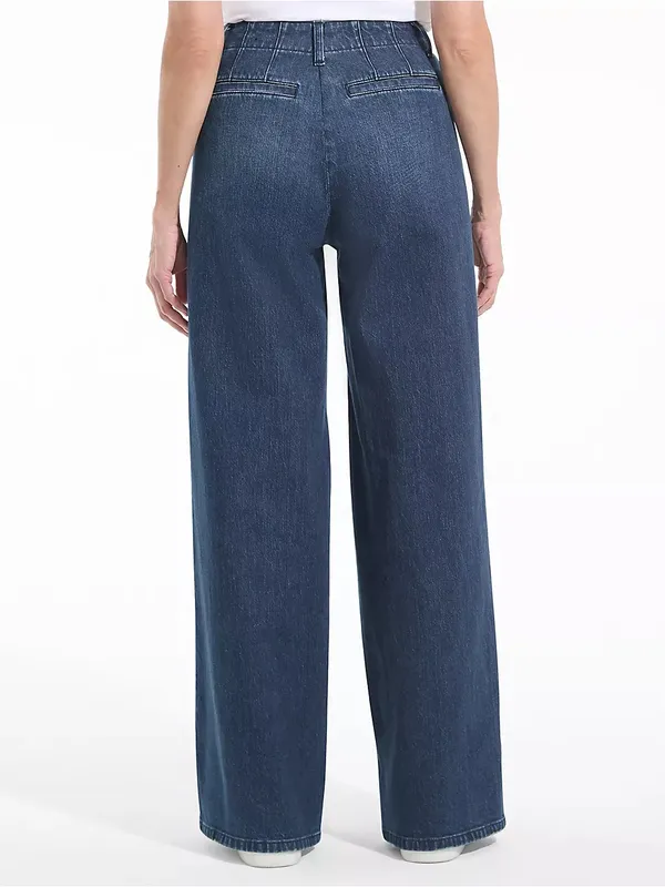 Lands' End Women's Soft Denim High Rise Pleated Wide Leg Trousers - Image 2