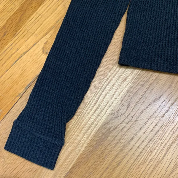 Aerie Waffle Knit Turtleneck Long Sleeve Cropped‎ Top Black Womens Size Medium - Image 3