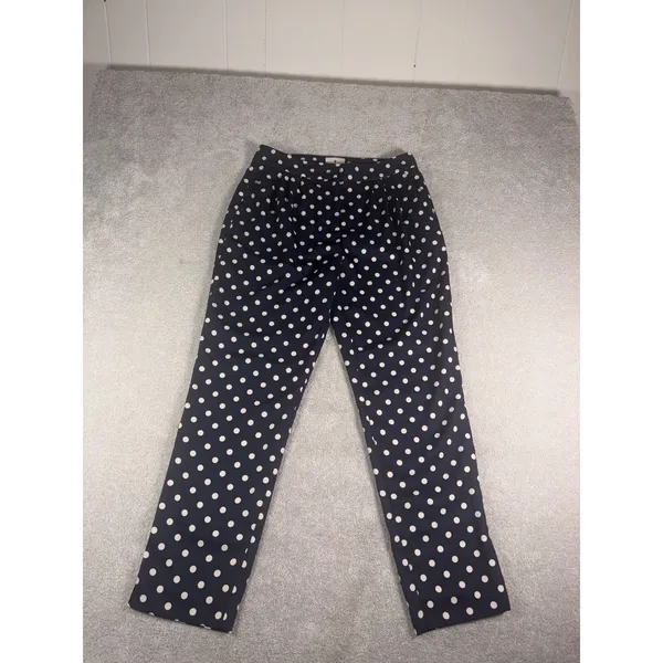 Tuckernuck Conway Pants Womens Navy White Polka Dot High Rise Straight Leg M - Image 12