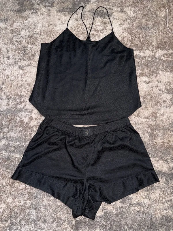 Victoria's Secret Black Satin Cami & Shorts Sleep Set - Image 5