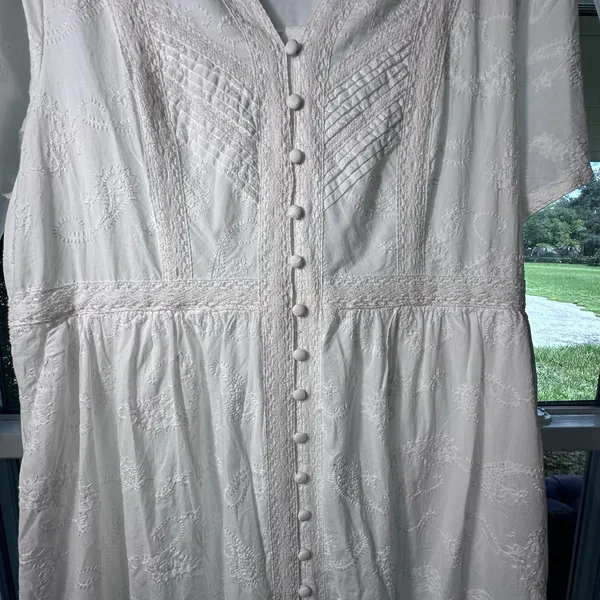 Torrid Festi Maxi Cotton Voile Crochet Detail Dress 1 White 14 16 Tiered Eyelet - Image 14