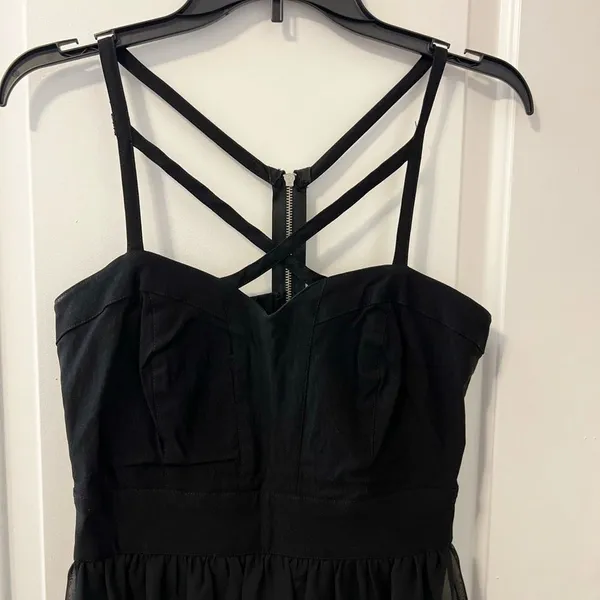 Windsor Black Strappy Dress Size 11 High Low Chiffon Skirt Party Dress - Image 2