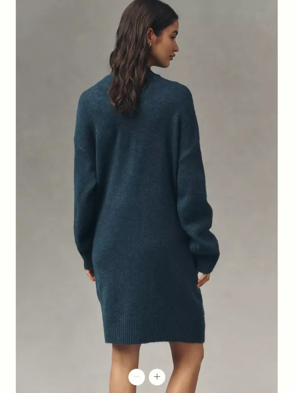 By Anthropologie Long-Sleeve Embellished Sweater Mini Dress - Image 3