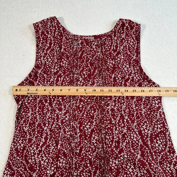 Dolan Anthropologie Tank Top Women's Large Wine Floral Solid Back Pleated Front - Image 7