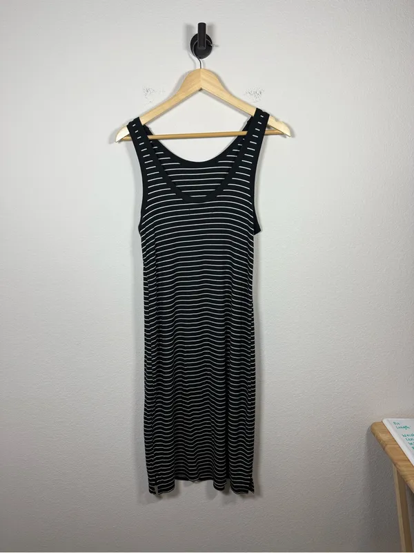 Abercrombie & Fitch Ribbed Striped Midi Tank Dress Black White Size M - Image 7