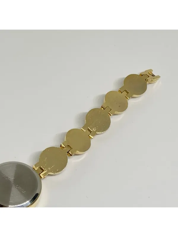 Vintage women’s watch faux pearls gold tone links 21mm quartz 7” running - Image 7