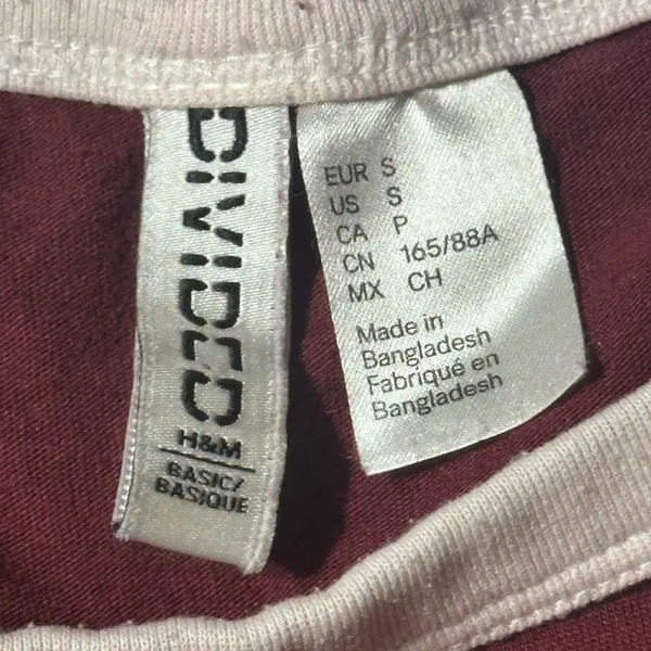 H&M Burgundy Tee with White Accents - Image 2