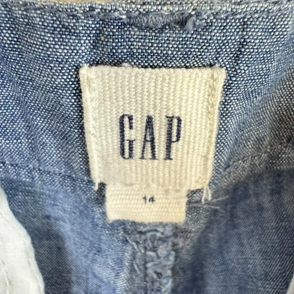 Gap 100% Cotton Blue Chambray Lightweight High Rise Cropped Pants Size‎ 14 - Image 5
