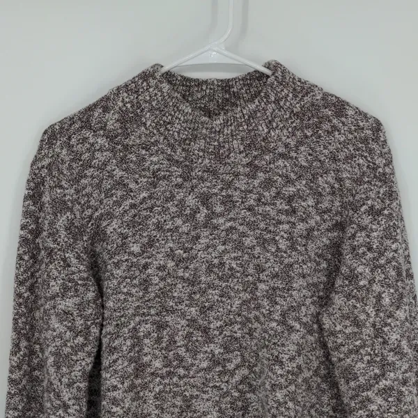 L.L. Bean Signature Cotton Linen Ragg Sweater Size Large Mock‎ Neck Marled - Image 2