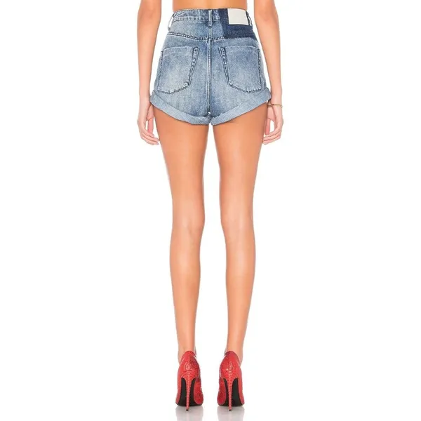 One Teaspoon Bandits High Waist Short Blue Society Cut-off Jean Shorts Size 24 - Image 5