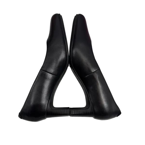 Clarks Collection Black‎ Leather Square Toe Block Heel Pumps Womens 8W - Image 5