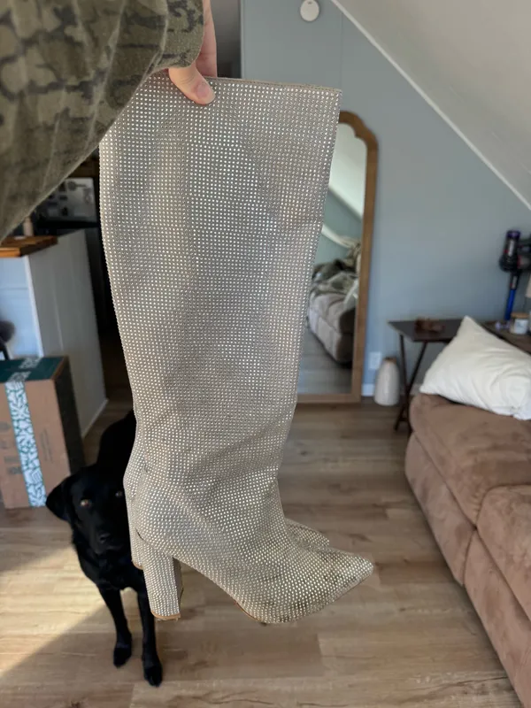 Rhinestone boots Silver Size 9 - Image 2