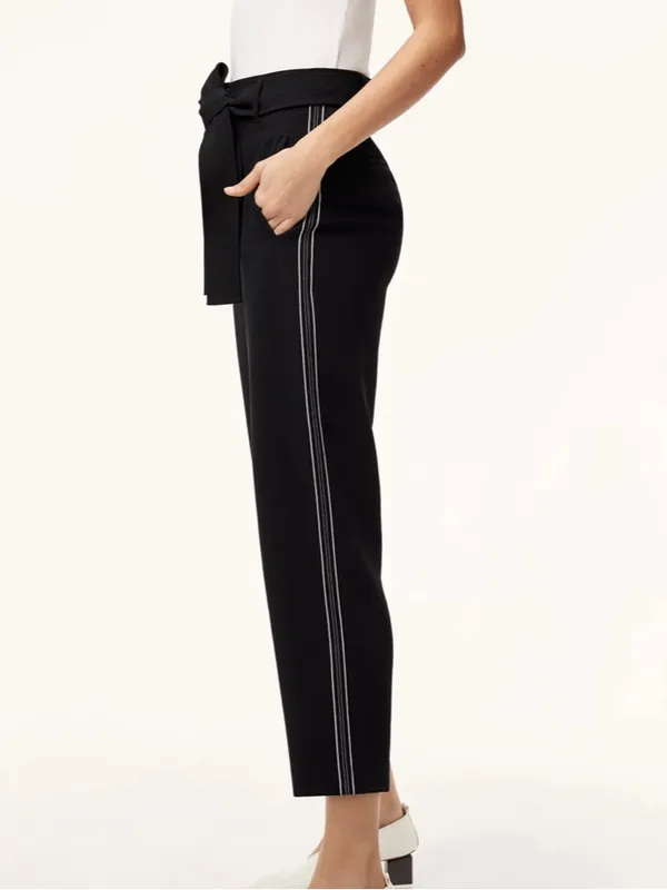 Wilfred Aritzia Black Jallade Belted White Striped Cropped Trousers - Image 8