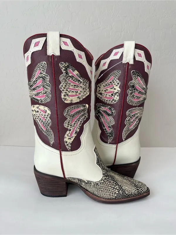 Steve Madden Arroyo butterfly multicolor Print Mid Calf Cowgirl Boots NEW 9.5 - Image 6