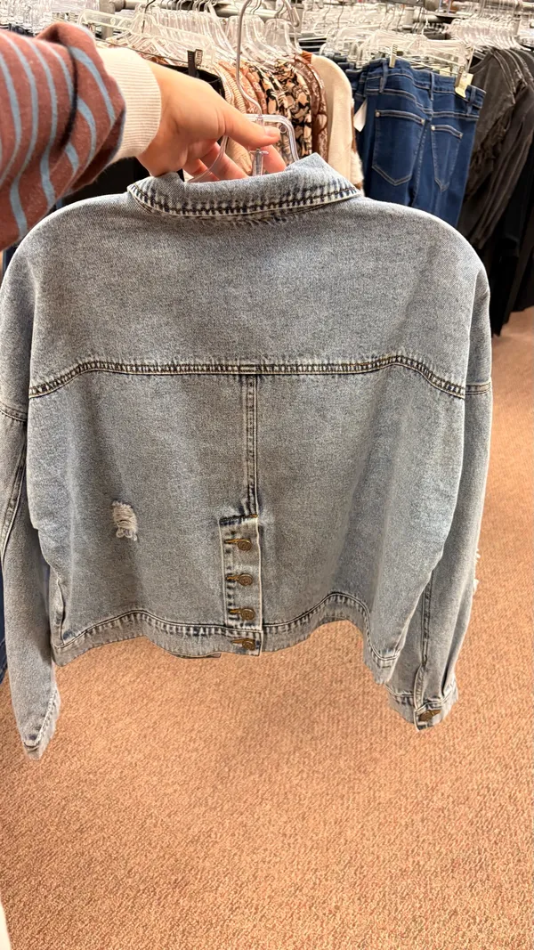 Rockin C Denim Cropped Jacket Blue - Image 2