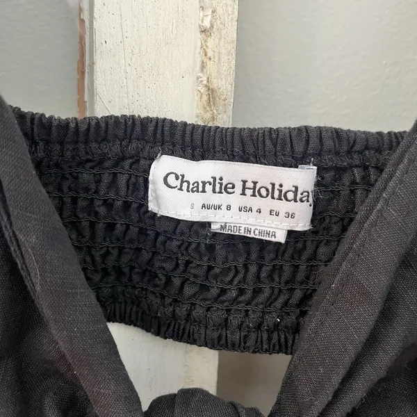 Charlie Holiday $124‎ Sonny knot front mini dress Black Balloon Sleeves Size 4 - Image 3