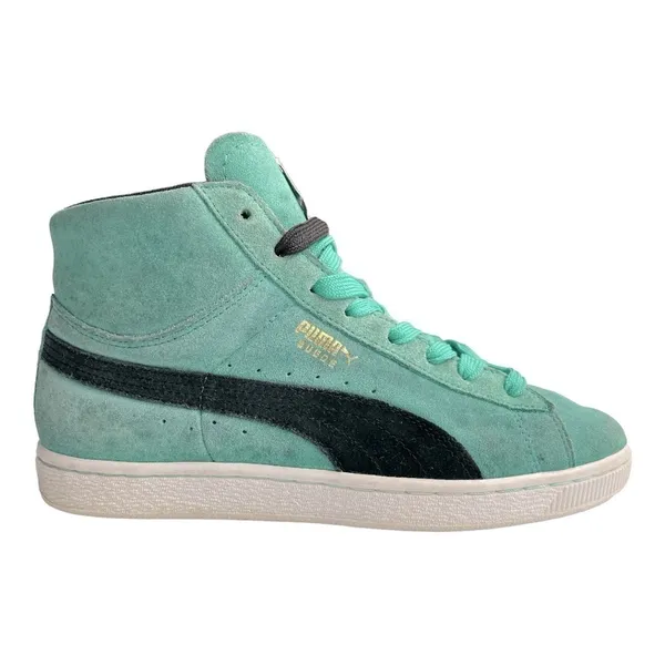 Puma Suede Classic Mid High Top Sneakers Mint Tiffany Blue Black Womens Size 8 - Image 4