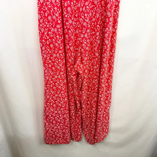 Luxology Large Jumpsuit Red Floral Wide‎ Leg Smocked Cottagecore Feminine 1200 - Image 6