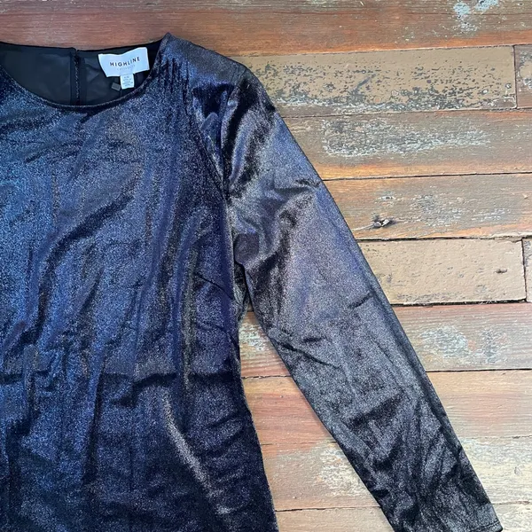 NWT Highline Collective Starry Night Velvet Long Sleeve Mini Dress Sz L 💛🎀 - Image 12