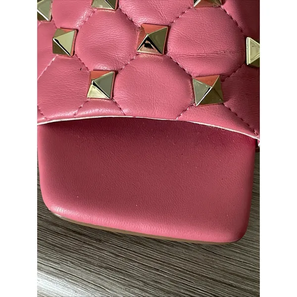 Marc Fisher Size 8M Salmon Pink Studded Slide Heels‎ Square Toe Mule Sandals - Image 7