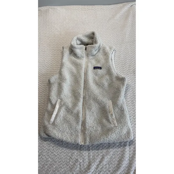 Patagonia Los Gatos Fleece Vest Womens Medium White Full Zip 25216 Pockets - Image 2