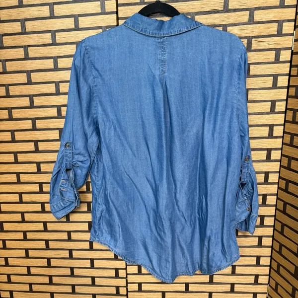 Grand‎ & Green Denim Button Down Shirt Size Small Blue - Image 2