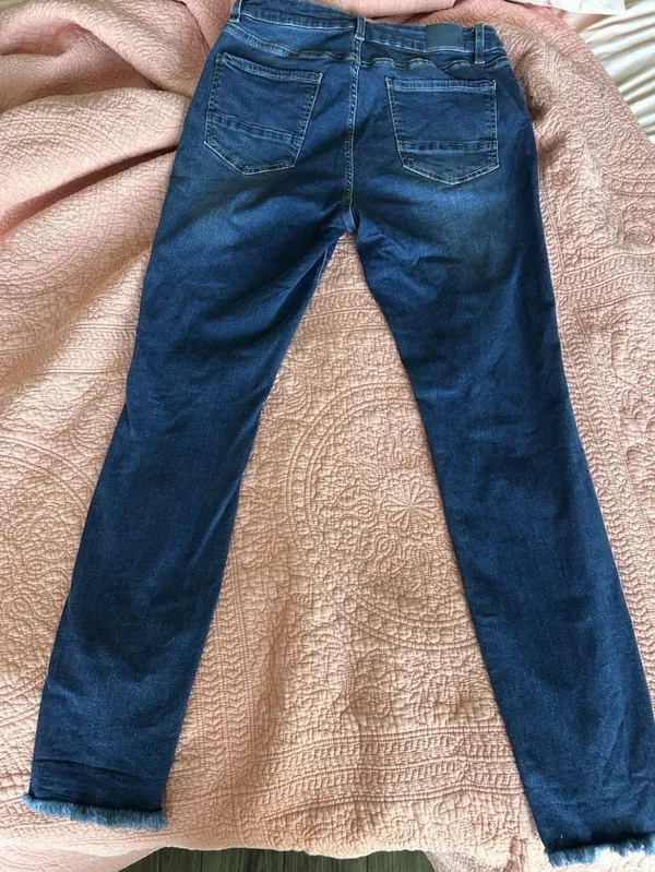 Resfeber Skinny Boy Friend Jeans ladies 12 Blue Dark Wash Distressed Denim - Image 2