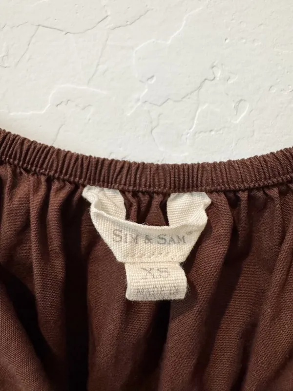 Sim and Sam Milkmaid Poplin Midi Dress Size XS Chocolate Brown Cottagecore Boho - Image 6