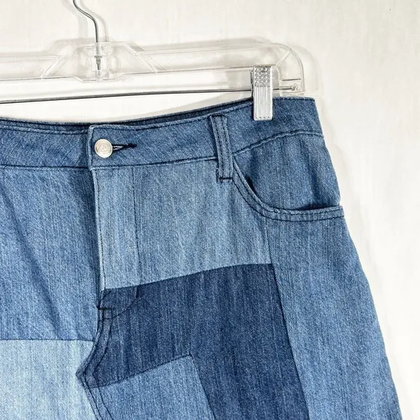 Gianni Bini Medium‎ Mini Skirt Blue Denim Patchwork Y2K Boho Pockets Womens 120 - Image 6