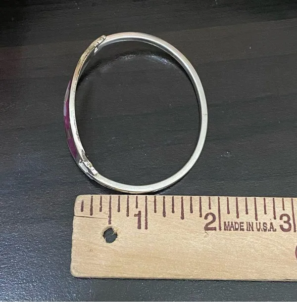 Vintage Alpaca Mexico Mexican Silver Mother of Pearl Inlaid ID Cuff Bracelet - Image 11