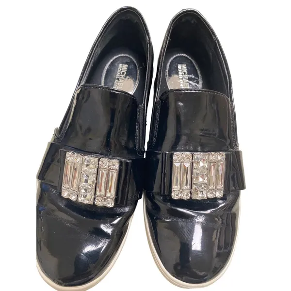 Michael Kors women’s shoe sneaker leather patent black w/rhinestones 8.5 SKU 718 - Image 6