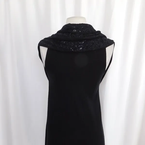 ALICE + OLIVIA Black Cascading Ruffled Knit Floral Lace Sweater Vest Cashmere XS - Image 7
