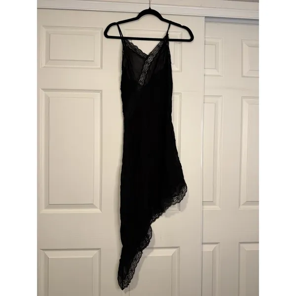 Zara Collection Y2K Lace Trim Tank Sheer Black Fairy Asymmetrical Top Whimsigoth - Image 3