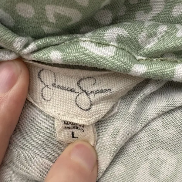 Jessica Simpson Mint Green White Leopard Print Mini Dress Size Large Womens - Image 5